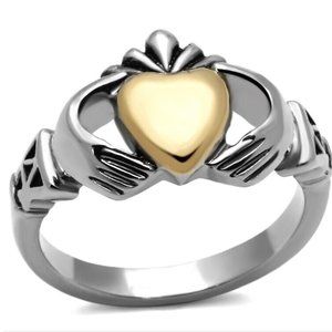Irish Celtic Claddagh Ring Size 5 Silver Gold Stainless Steel Knot Heart Hands